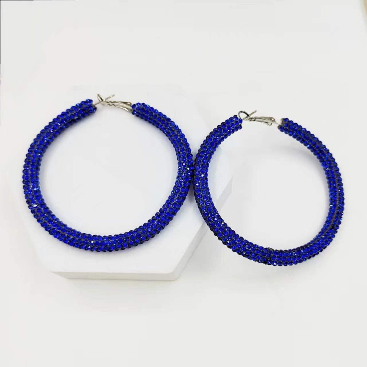Hoop Earrings Classification 1 Pair Vacation Circle Colorful Color Block Alloy Rhinestones Hoop Earrings