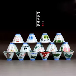 手绘花神杯功夫茶小茶杯家用简约品茗杯陶瓷个人杯茶具单杯主人杯