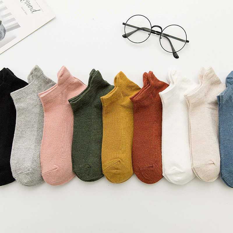 Весенне-летние тонкие носки, однотонные хлопковые носки, впитывающие пот, дышащие носки-лодочки, силиконовые Нескользящие невидимые носки с низким вырезом