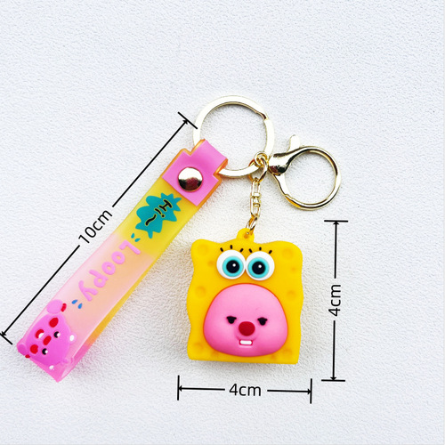 Social media favorite cute Rubble keychain accessory small beaver figure ornament couple cartoon car small gift keychain