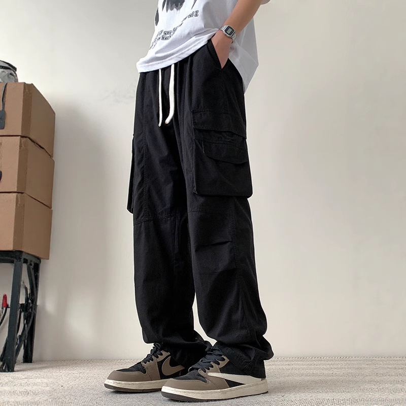 Straight-Leg Casual Pants for Men, Summer Thin Pure Cotton Cargo Pants, Trendy New Men's Loose Fit, Teenage Long Pants