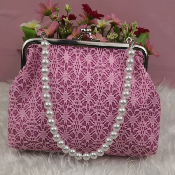 New 6 inch large gold powder spider web mobile phone bag, dinner Pearl wrist bag key bank card clutch bag