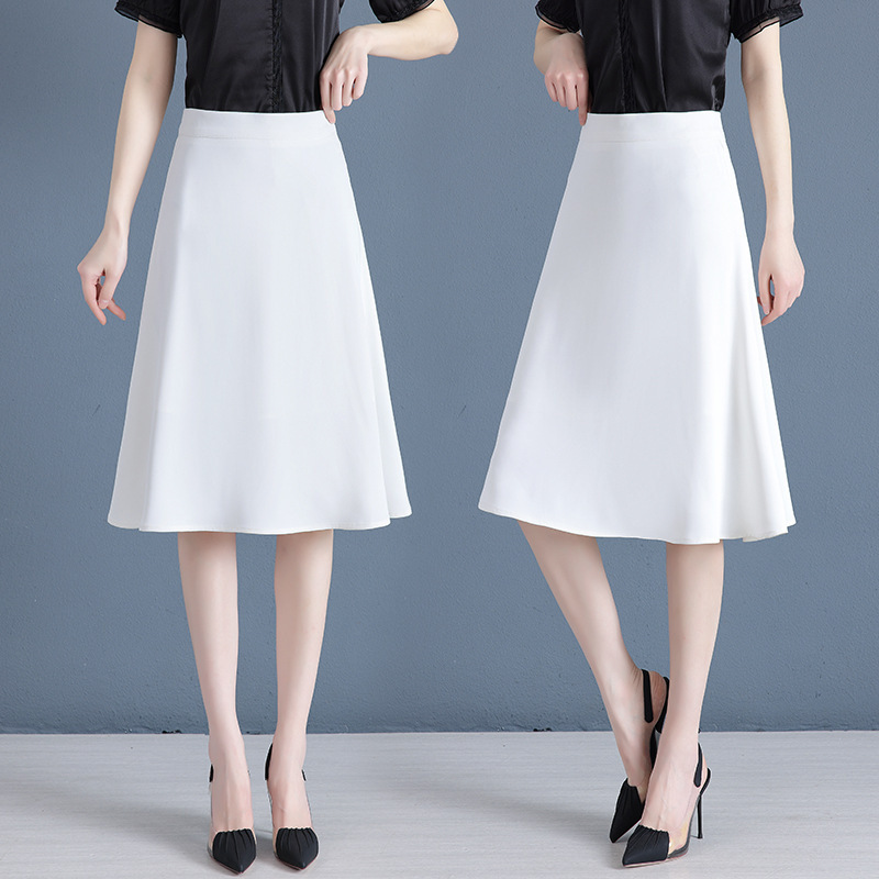 White French-Style A-Line Skirt for Women, Summer Thin Model, 2026 New High-Waisted Elegant Mid-Length Suit-Style Pencil Skirt