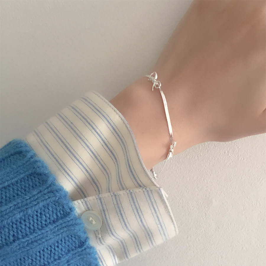 Sterling Silver Material Sterling Silver Plating Bow Knot Bracelets