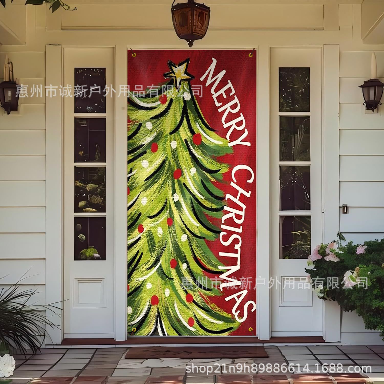 Amazon crossover nueva cubierta de puerta de Navidad cubierta de puerta de Santa Claus fiesta festiva ambiente tela de fondo al por mayor