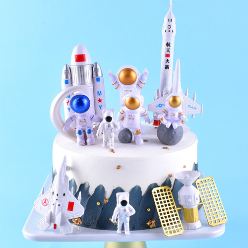 Birthday cake decoration astronaut ornaments astronaut planet space shuttle rocket model children's cake ornaments