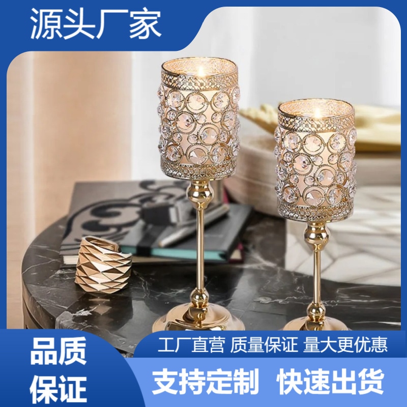 Mesa de comedor europea lujo ligero candelabros escandinavos románticos americanos candelabros de cristal oro decoración francesa ornamentos