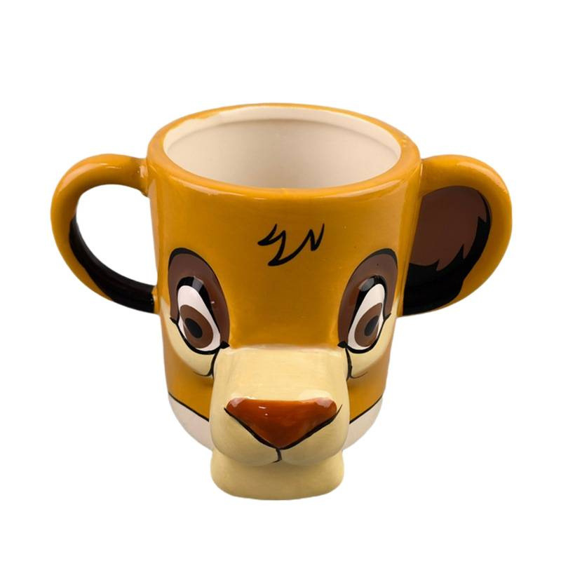 Taza de cerámica 3D estereoscópica pintada a mano, taza de animales pintada a mano, taza de café del rey león, taza de agua del león