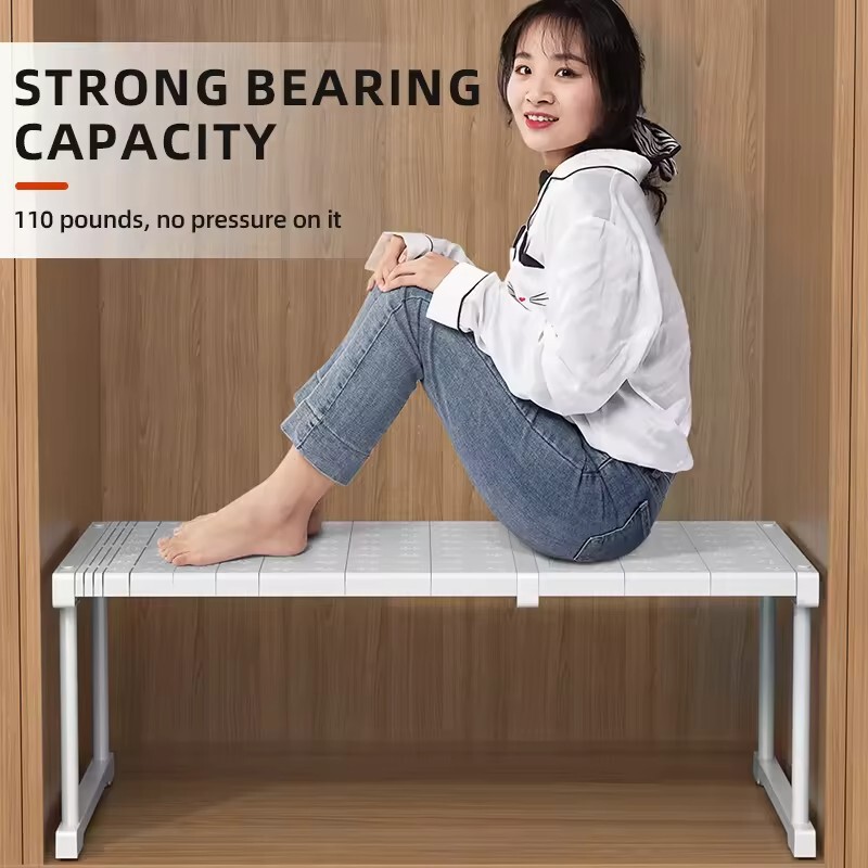 Wardrobe Layered Partition Cabinet Partition Storage Rack Hole-free Retractable Wardrobe Cabinet Storage Rack