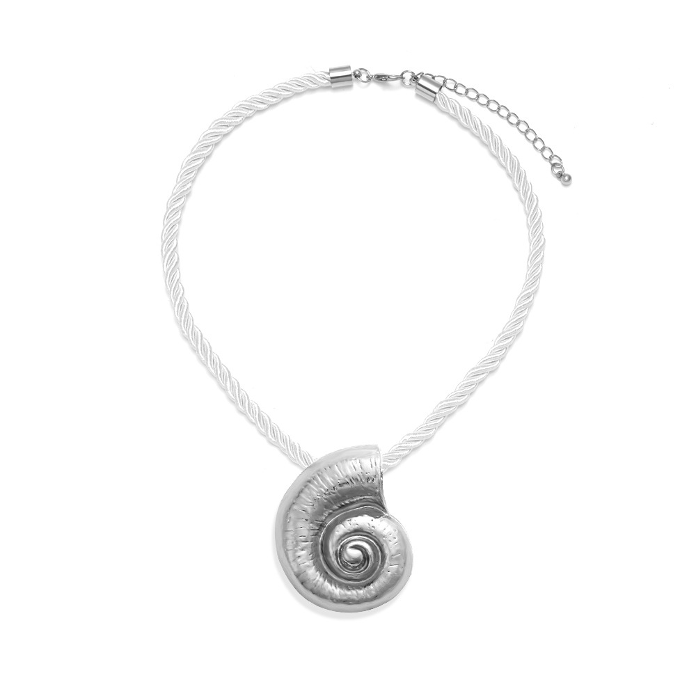 Holiday, Beach Occasion Nylon, Zinc alloy Material Vacation Conch Nylon Zinc Alloy Woven Chain Pendant Necklaces Wholesale