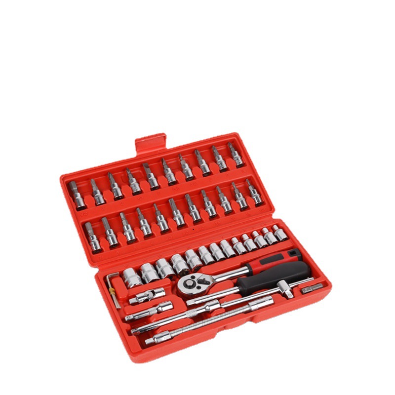 Caja pequeña de fábrica 46-piece set combinación traje manual hardware herramienta conjunto máquina reparación socket llave Auto Protección