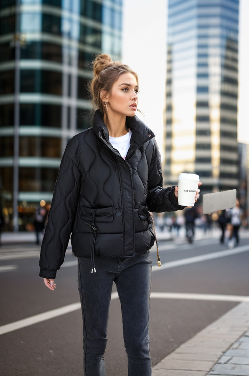 Veste courte en coton coréen pour femme, manteau d'hiver à col montant épais, chaud et décontracté, polyvalent_voghion.com