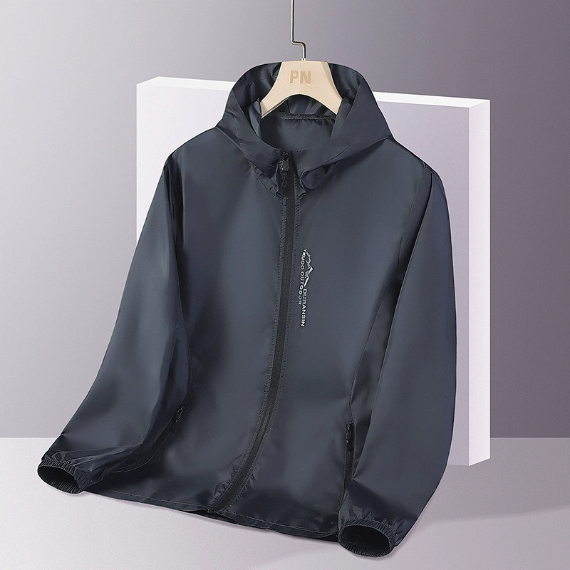 Летняя одежда для защиты от солнца из ледяного шелка, мужская Тонкая дышащая повседневная куртка с капюшоном, пальто для альпинизма и рыбалки с принтом