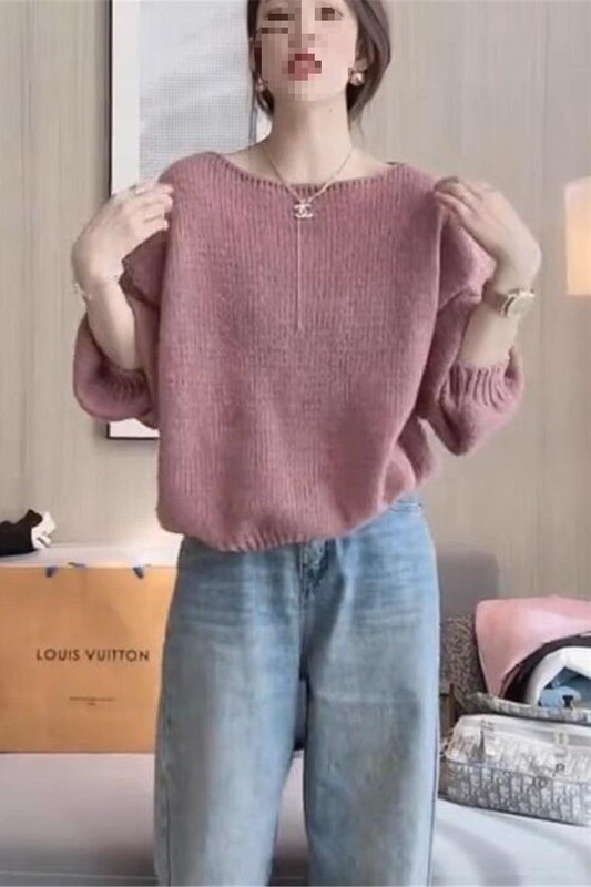Lazy Style Soft Lantern Knit Sweater 2024 Spring Thin Solid Color Versatile Gentle Knit Top for Women Lazy Style Soft Lantern Knit Sweater 2024 Spring Thin Solid Color Versatile Gentle Knit Top for Women