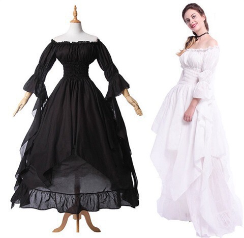 European and American gorgeous lace flare sleeve dress dress vintage gothic dress cosplay prom princess dress