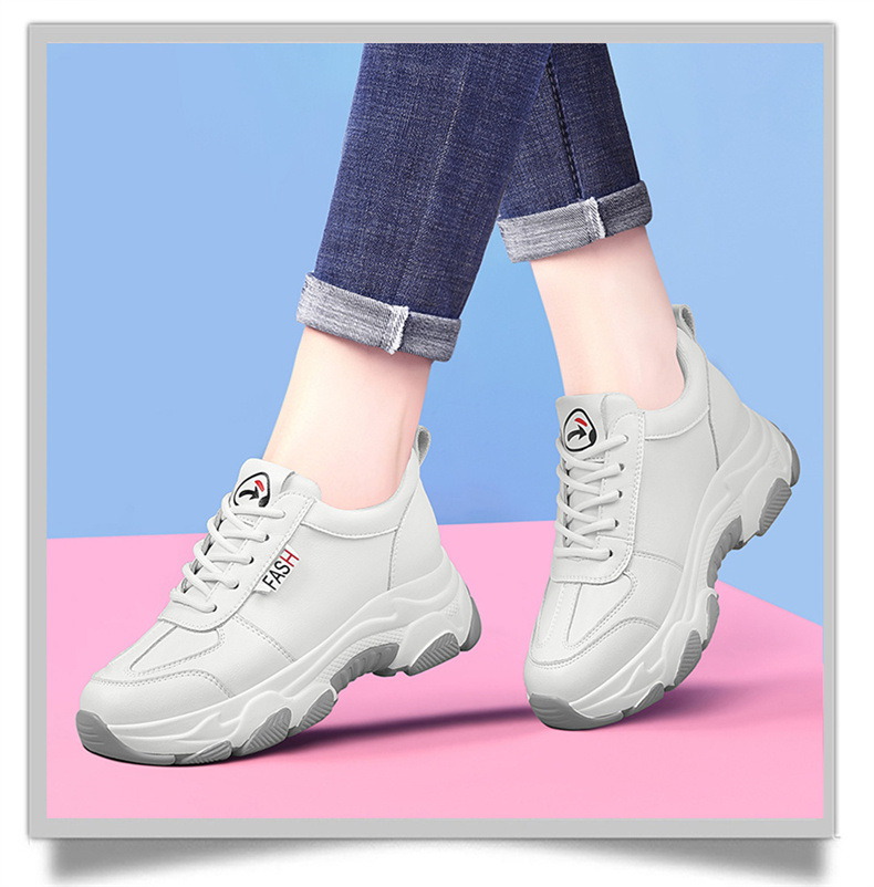 Giày sneaker chunky đế dày da thật nữ mới mùa xuân hè 2023 — DH 58316 mét xám (rỗng) mẫu mùa hè cao gót 5 cm, DH 58220 trắng xanh lá cây mẫu mùa hè cao gót 5 cm, DH 58302 trắng (mặt da) cao gót 5 cm, DH 58302 be xám (mặt da) cao gót 5 cm chi tiết 10