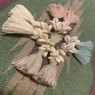 Cross-border jewelry shell multi-color cotton rope woven knotted ladies tassel earrings earrings wholesale