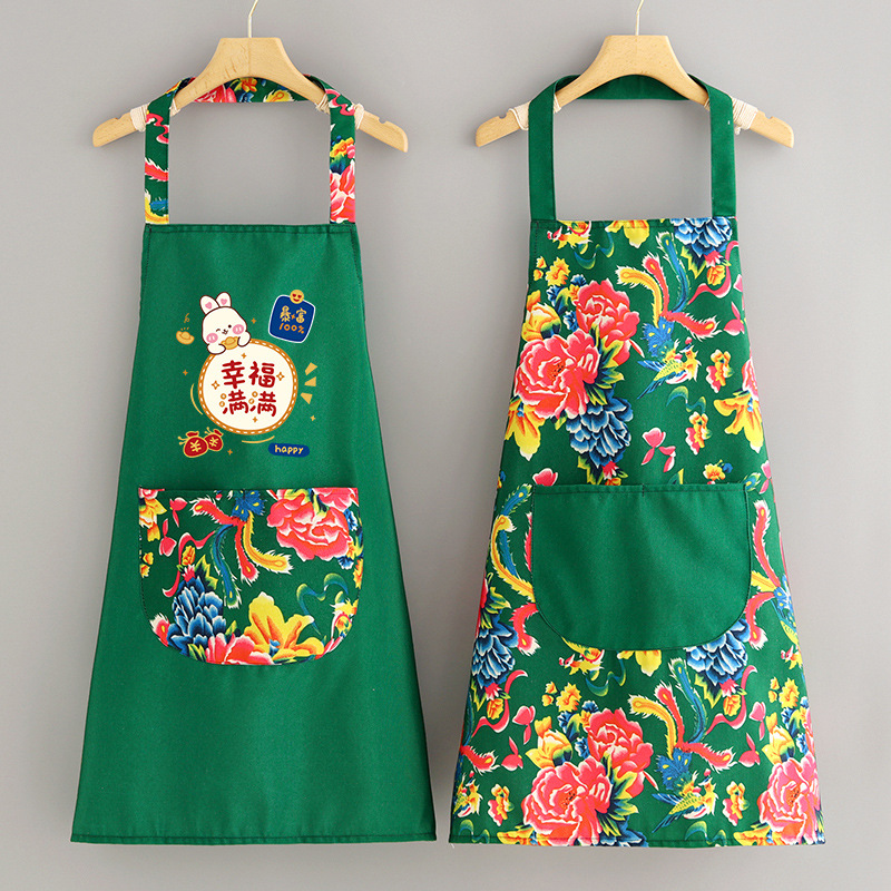 Delantal de estilo étnico de lona de moda, cocina casera, transpirable y antiincrustante, cocina, cintura resistente a la suciedad, ropa de trabajo de granja femenina