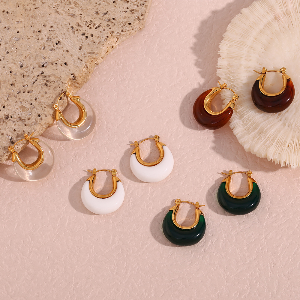 Fashion Geometric Stainless Steel Plating Earrings 1 Pair