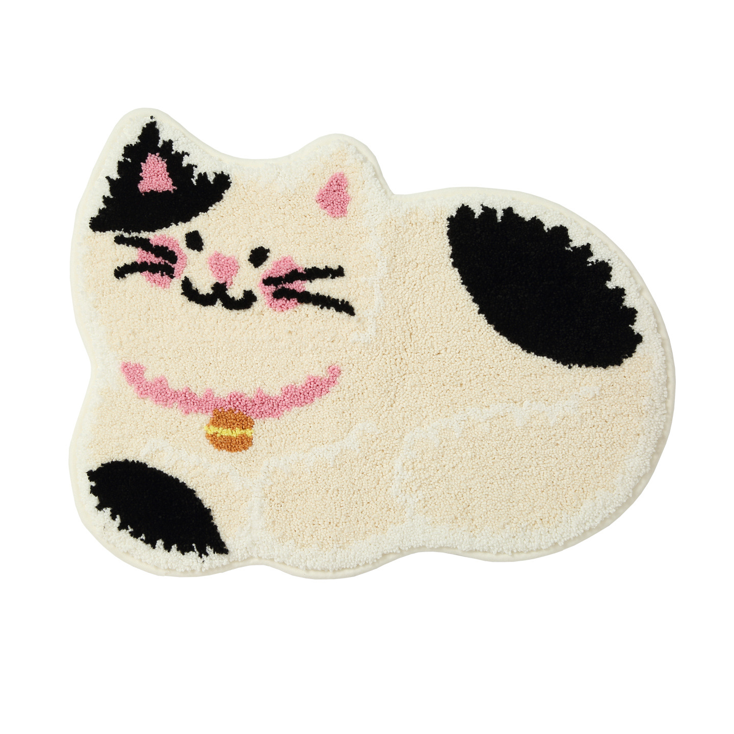 Tapis de porte de salle de bain mignon avec motif chat, absorbant et antidérapant, en peluche douce et floquée._voghion.com