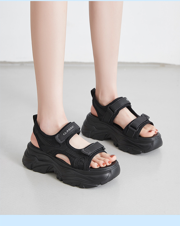 Dép sandal thể thao nữ đế dày quai chữ V dán — G750 màu đen chi tiết 19