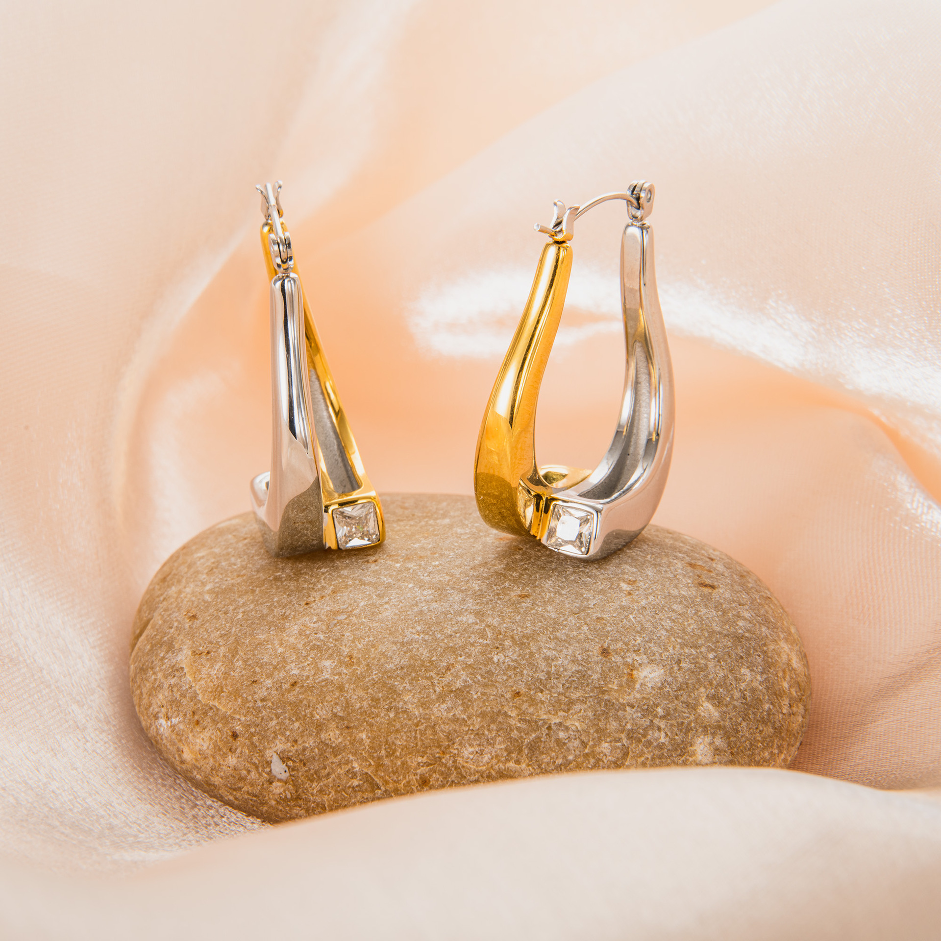 Geometric Pattern 1 Pair IG Style Geometric Mixed Metal Plating Titanium Steel Earrings