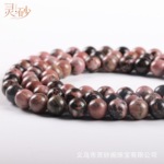 天然黑线红纹石圆珠复古风散珠手工diy饰品配件半成品 货源批发