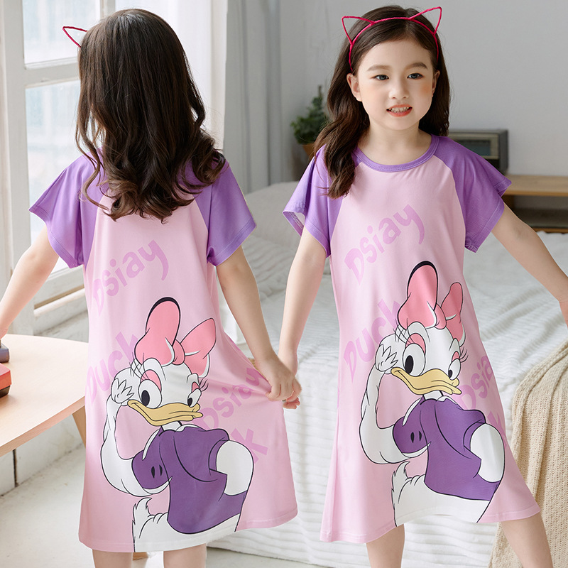 Children's nightdress summer new short-sleeved girls' pajamas Korean cute princess dress thin girls' nightdress home wear
