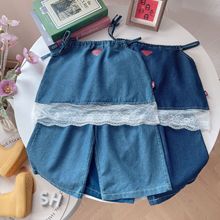 女童套装夏装新款洋气小童宝宝抽绳吊带牛仔短裤夏季两件套薄款