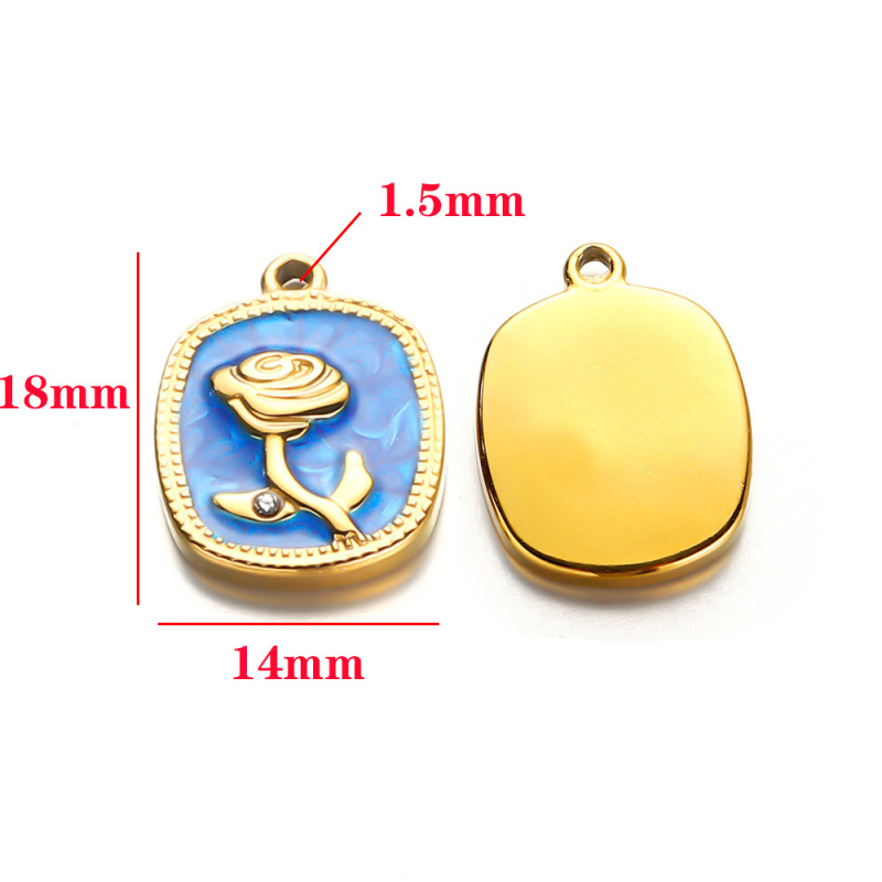ステンレス鋼ローズペンダント長方形ペンダントダイヤモンド IY ジュエリーマッチングアクセサリーペンダントブレスレットネックレスペンダント|undefined