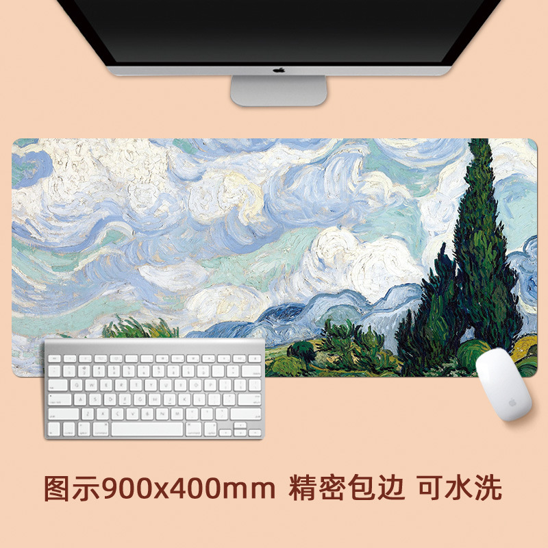 Van Gogh pintura al óleo paisaje pintura paisaje de gran tamaño estera del ratón paisaje retro artístico creativo bloqueo engrosada estera de la tabla