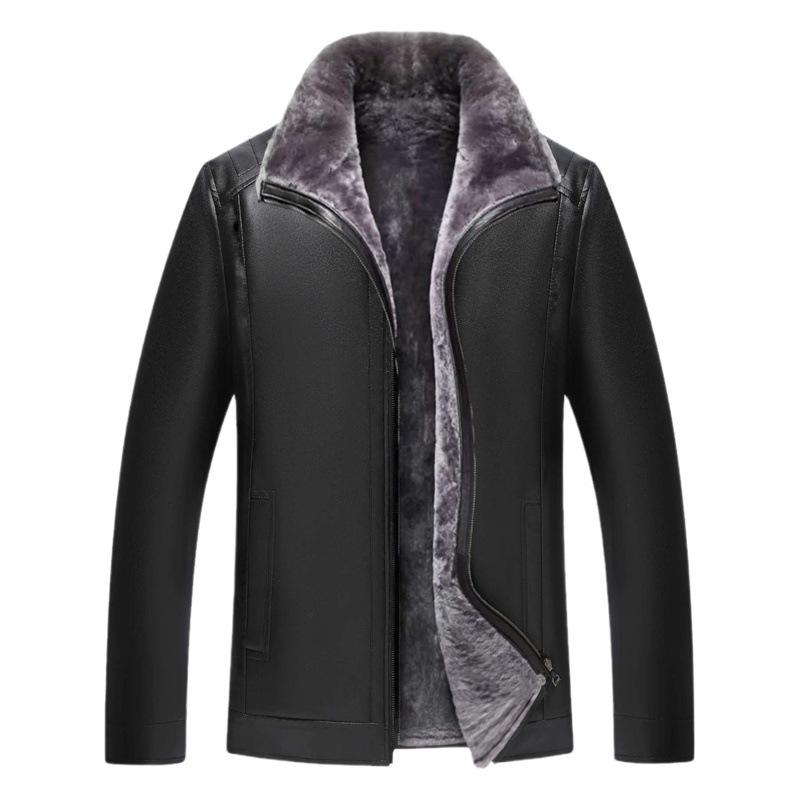 Otoño nuevo estilo piel todo en uno retro chaqueta de cuero para hombre traje de papá casual más chaqueta gruesa de terciopelo hombres