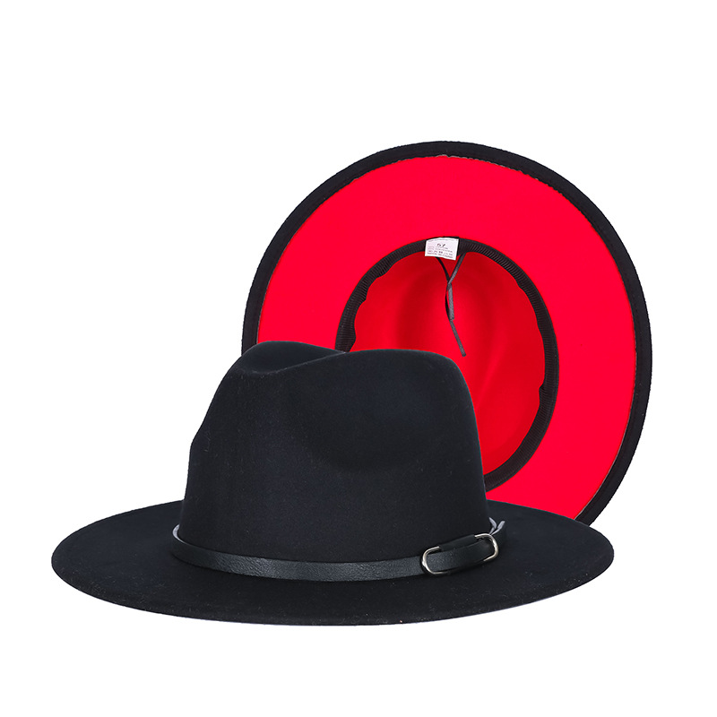 Sombrero de copa otoño e invierno europeo y americano británico contraste color moda Jazz sombrero simple popular color a juego fábrica personalización al por mayor
