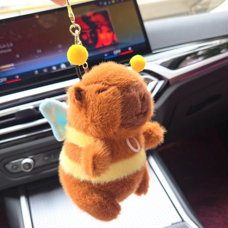 かわいいぬいぐるみのハチのカピバラの羽の振動のキーホルダーの卸売りのカピバラの外国貿易の小さい贈り物の人形は機をつかみます。|undefined