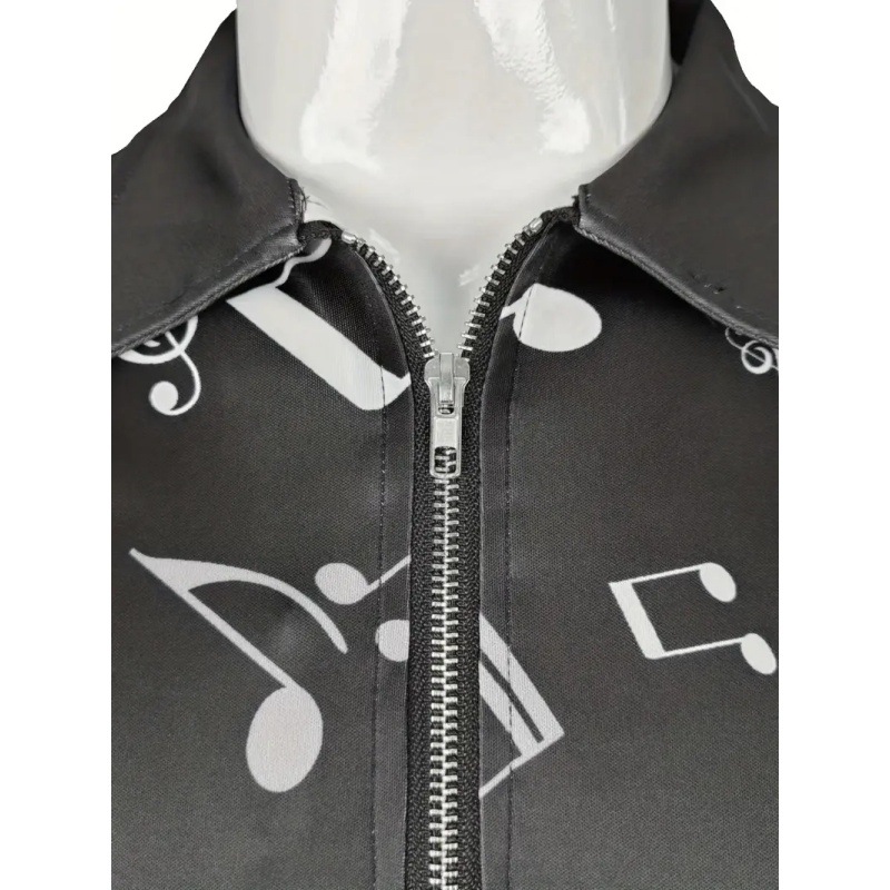 Paño de malla transfronterizo transpirable suelto hombre calle suelta jersey cremallera camisa POLO nota de arte impresión 3D