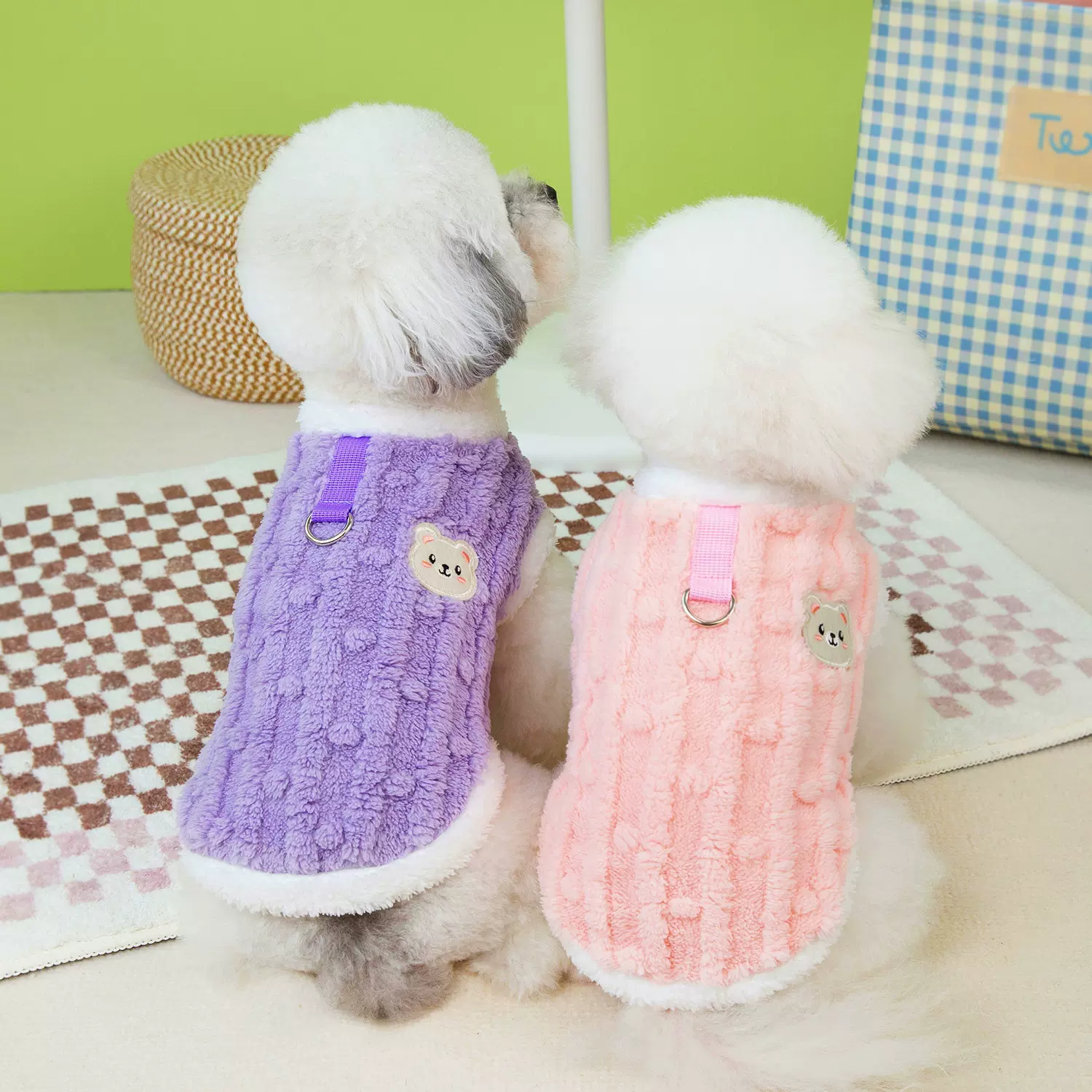 2024狗狗衣服牵引棉绒衣秋冬保暖猫猫衣服泰迪小型犬宠物服饰批发