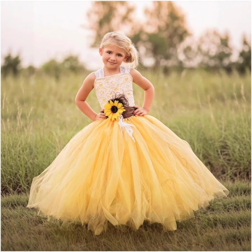 Girls Halter Neck Backless Princess Dress Children's Performance Flower Girl Wedding Gown Tutu Skirt Polyester【Pre-sale | Ships In 15 Days】_voghion.com