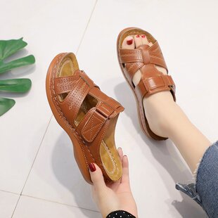 Amazon Southeast Asia Fire Large Size Wedge Fish Mouth Sandals Women's Hollow Velcro Thick Bottom Slippers Women's Spot