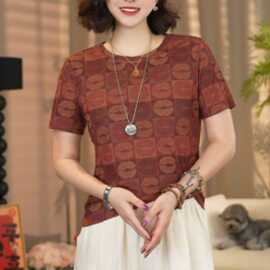 一件代发直播爆款印花短袖T恤女2026夏季款显瘦百搭圆领打底上衣