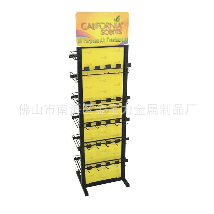 工厂直销人气黑色展架双面移动配金属挂钩挂篮促销陈列展示架