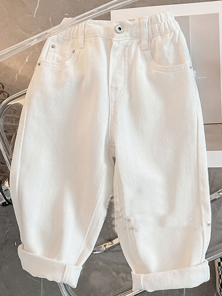 Nuevo primavera pantalones casuales para niños pantalones de moda para chicas ropa infantil coreana para hombres y mujeres jeans blancos