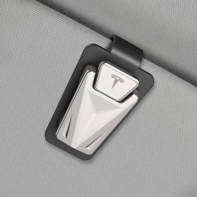 Clip Car Sun Visor | Car Glasses Clip/Bill Clip - bright-silver-tesla