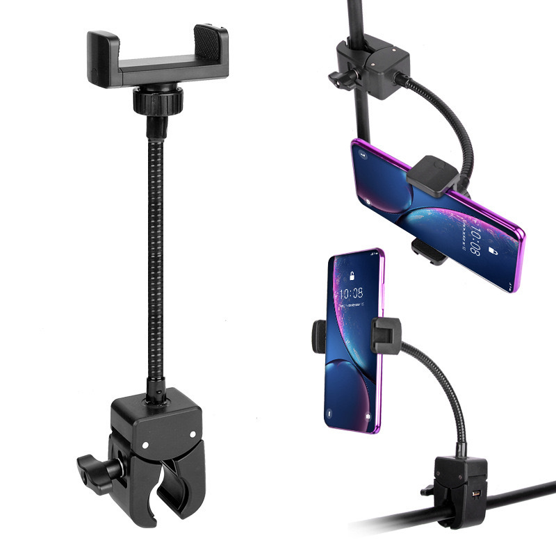 Mayorista ciclismo fotografía clip de teléfono móvil manguera multifuncional usuario exterior transmisión en vivo soporte de teléfono móvil accesorios de soporte de piso