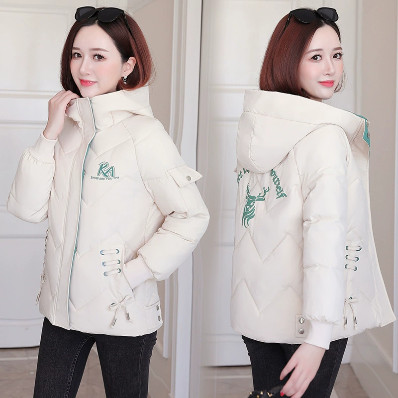 2021 новая зимняя Корейская Студенческая короткая куртка с хлопковой подкладкой с капюшоном, женская модная спортивная пуховая куртка больших размеров с хлопковой подкладкой