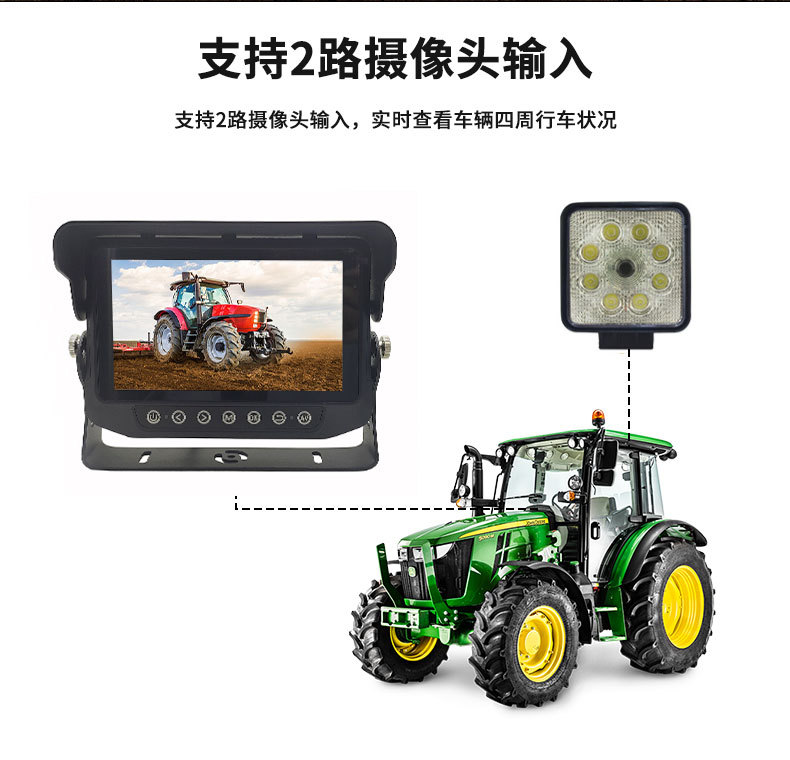 7inch Waterproof Car-Mounted Display Set for Construction Vehicles AHD High-Definition Monitoring Video IP68 Waterproof Display Screen