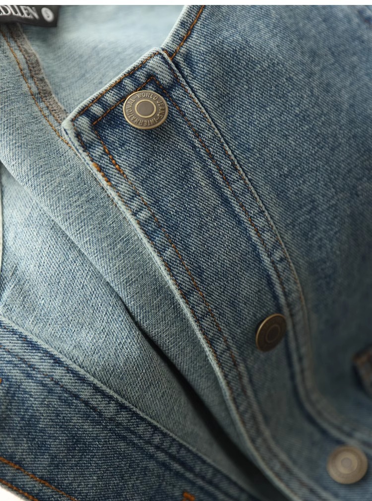 Áo vest denim nữ ngắn tay rộng rãi phong cách thời trang xuân hè — Xanh denim chi tiết 22