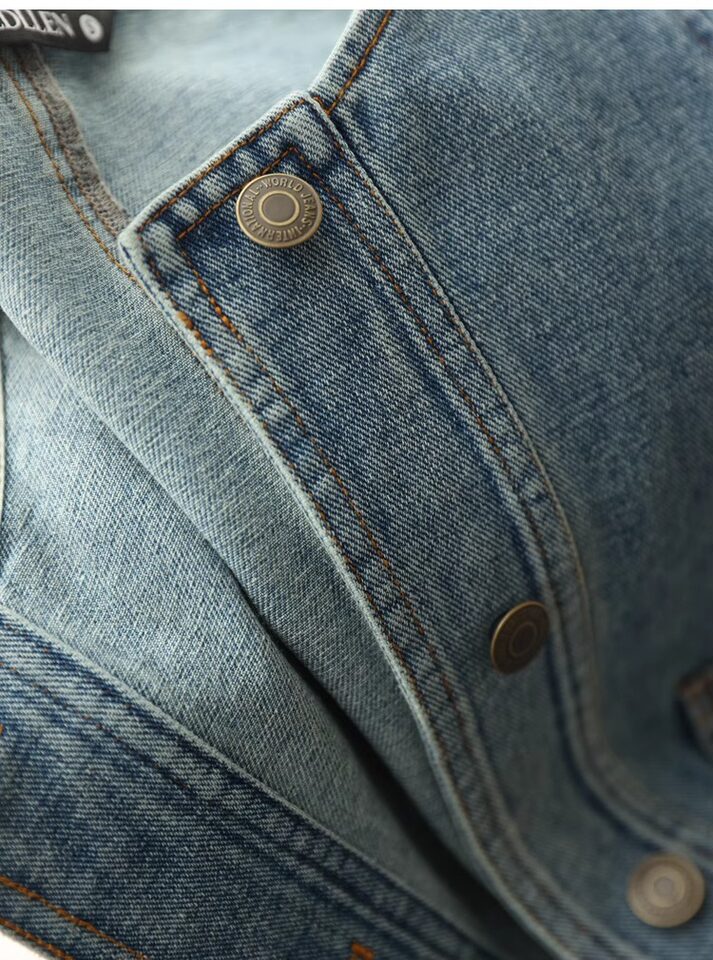 Áo vest denim nữ phối túi, dáng ngắn rộng rãi không tay, mặc thu — Xanh denim, màu xanh đậm chi tiết 23