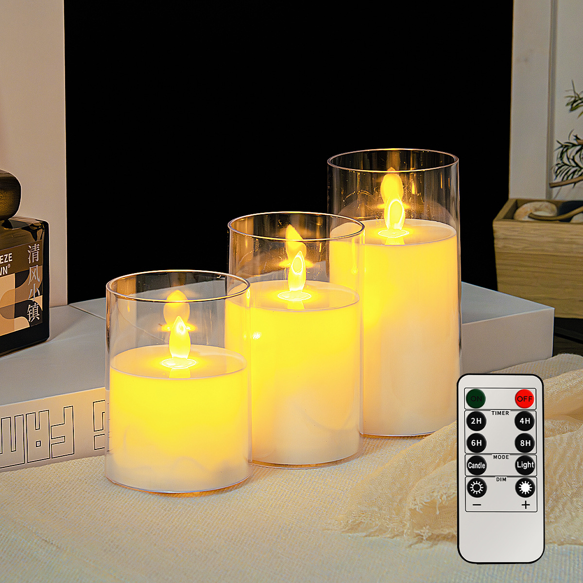 LED velas electrónicas concierto de velas decoración guión matar la luz de la atmósfera luz de la noche de Navidad vela de control remoto