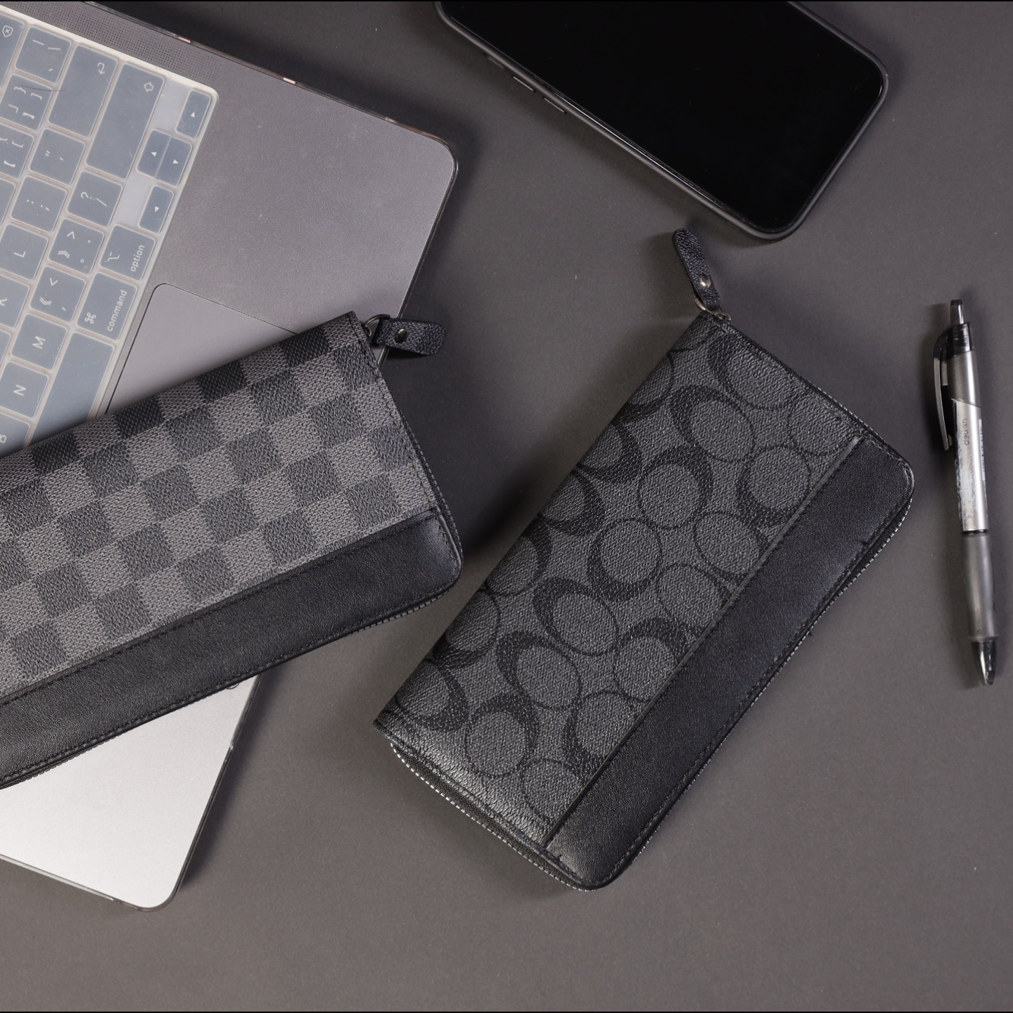 Business multifunctional men's long wallet case, trendy youth clutch bag, personalized zipper wallet with large capacity
