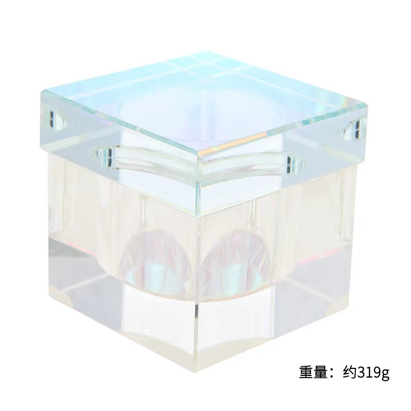 Nuevo estilo transfronterizo de alta calidad nail art bowknot taza de cristal cuadrada taza de lavado de lápices taza de cristal líquido